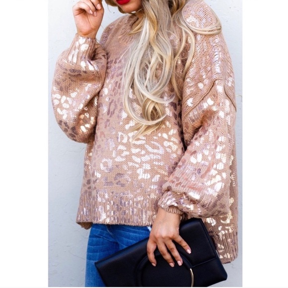 Rose-Gold Leopard Sweater - Picture 3 of 5